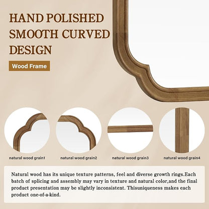 WallBeyond 20" x 30" Wood Mirror Rounded Corner Arch Wall Mirror - Image 7