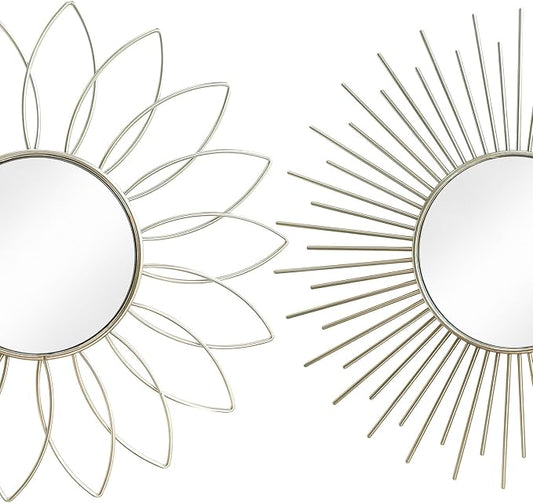 3 Pack Metal Mirrors for Wall Sunburst Wall Mirrors Home Décor Decorative - Image 2