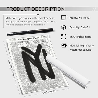 noxozoqm Black and White Newspaper Wall Art Vintage New York City Poster Trendy - Image 2