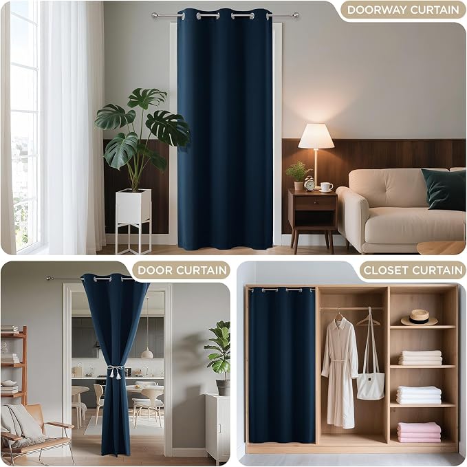 Joydeco Blackout Door Curtain for Doorway Privacy 90 Inches Long, Grommet - Image 4