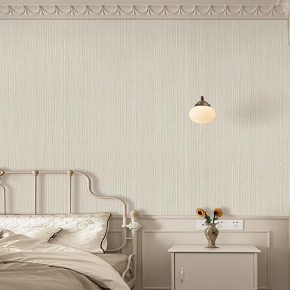 TANONE Beige Grasscloth Peel and Stick Wallpaper, Faux Linen Textured Self - Image 4