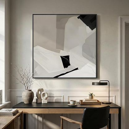 Extra Large Framed Black and White Abstract Wall Art - Image 5