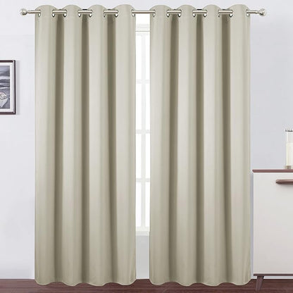 LEMOMO Light Beige Blackout Curtains 52 x 84 Inch Long Beige Curtains Set of 2 by Lemomo