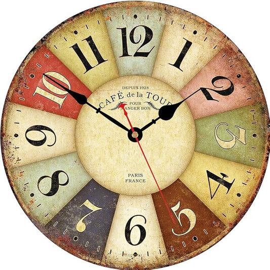 VIKMARI 8 Inch Silent Non-Ticking Wall Clock Arabic Numerals Retro Clocks by VIKMARIWallClock
