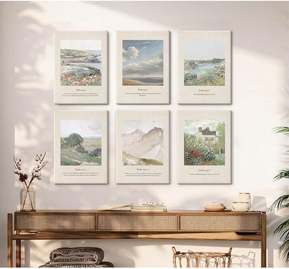 Christian Scripture Wall Art Set of 6 Bible Verse Canvas Wall Decor Psalm 23 - Image 5