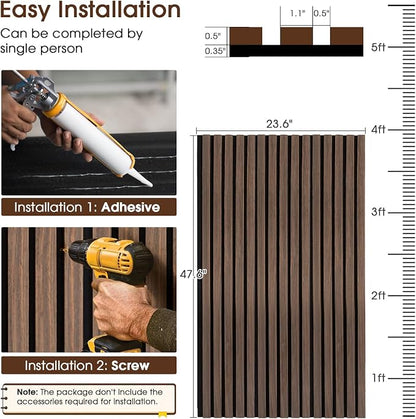 Acoustic Wood Wall Panels 4 Pack 47.6" x 23.6", Sound Proof Wooden Paneling - Image 5