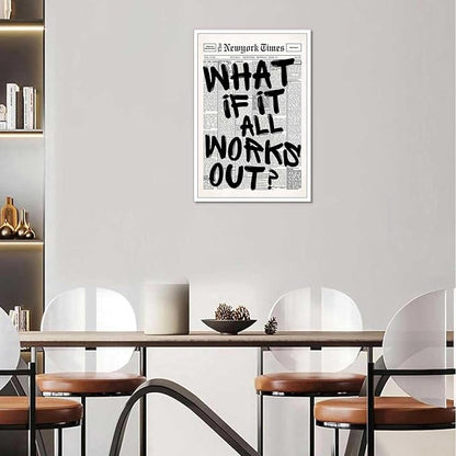 Drimiler Retro Black And White Newspaper Poster What If It All Works Out Canvas - Image 5