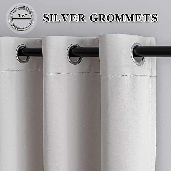 IGEMAEVE Greyish White Curtains 84 Inch Length 2 Panels Set, Light Filtering - Image 3