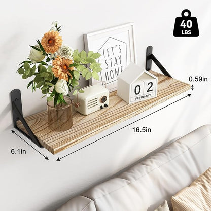 Fixwal Floating Shelves for Wall, Wood Wall Mounted Shelves for Bedroom - Image 3