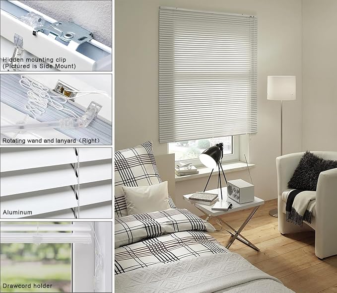 YIIBAII Mini Blinds Suitable for 35" W x 64" H Windows 1" Aluminum Horizontal - Image 4