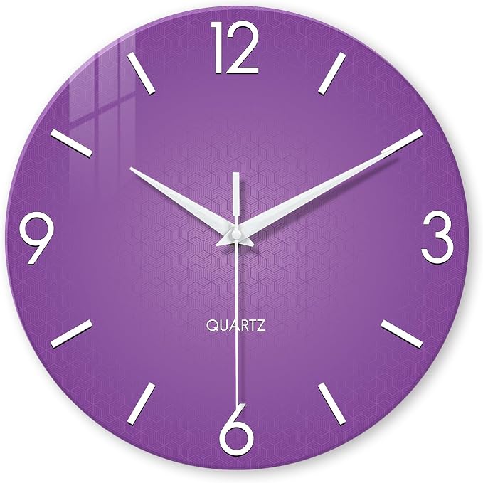 XFM Purple Wall Clock for Girls Bedroom Analog Simple Wall Clocks Battery by XFMWallClock