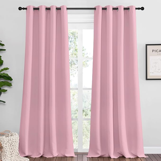 NICETOWN Crystal Pink Blackout Curtains 90" Long by NICETOWN
