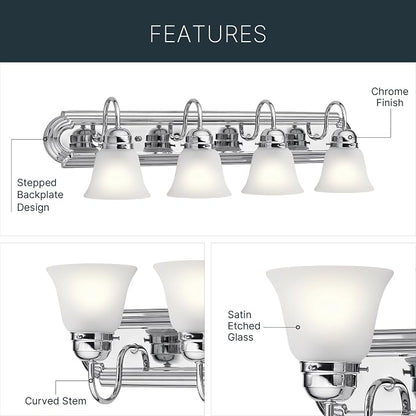 Kichler 30" 4-Light Vanity Bath Light in Chrome, Modern Bathroom Light - Image 4