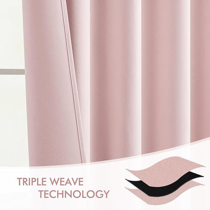 MIULEE Baby Pink Back Tab Blackout Curtains 72 Inch Length 2 Panels Set - Image 7
