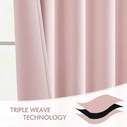 MIULEE Baby Pink Back Tab Blackout Curtains 102 Inch Long 2 Panels Set - Image 7