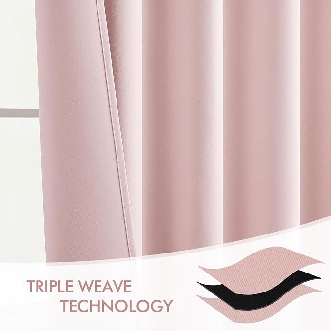 MIULEE Baby Pink Back Tab Blackout Curtains 96 Inch Length 2 Panels Set - Image 7