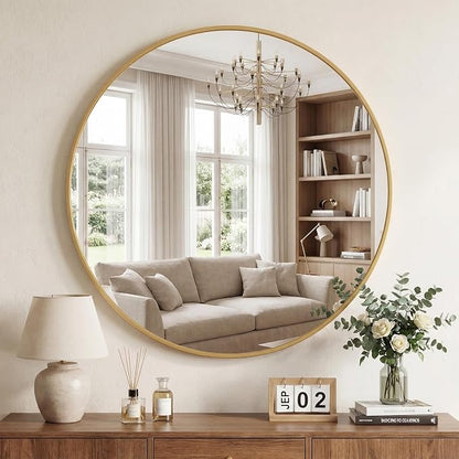 DUMOS 30 Inch Round Wall Mirror, Bathroom Mirror by DumosLifestyle