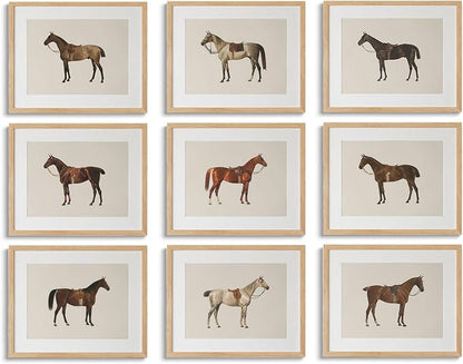 LOARTVE 9Pcs Vintage Horse Canvas Wall Art Posters, Farmhouse Horse Art Prints by LOARTVEART