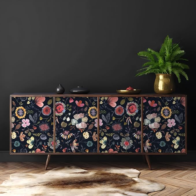 Wallpaper Peel and Stick Floral Wall Paper Removable Waterproof Blue/Red/Yellow - Image 5
