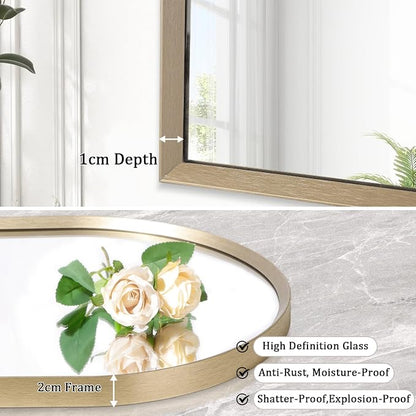 Bathroom Arched Wall Mirror Brushed Metal Vanity Wall Mounted Mirror - Image 2