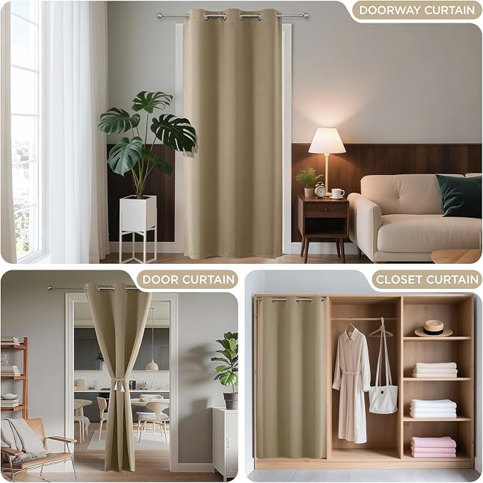 Joydeco Blackout Door Curtain for Doorway Privacy 78 Inches Long, Grommet - Image 4
