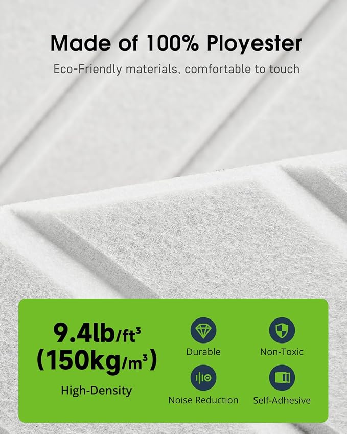 Sound Proof Foam Panels for Walls, 18 Pack Self-Adhesive Acoustic Panels - Image 5