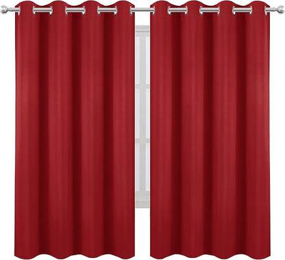 LEMOMO Bright Red Blackout Curtains 52 x 63 Inch Length/Set of 2 Curtain - Image 2