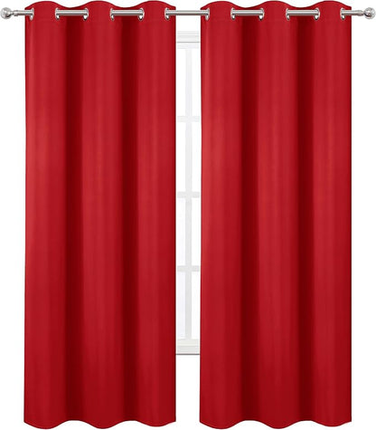 LEMOMO Blackout Curtains 38 x 84 inch/Bright Red Curtains Set of 2 - Image 2