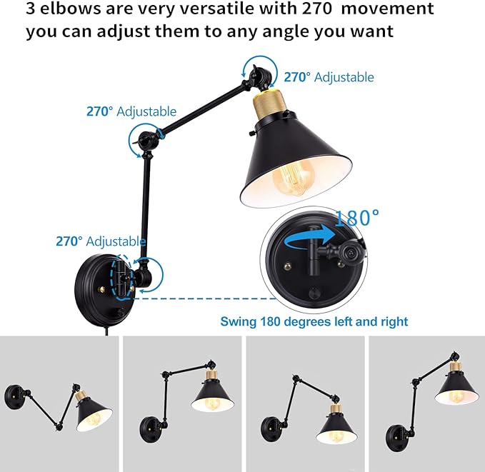 TRLIFE Wall Sconce Plug in, Dimmable Wall Sconce - Image 3