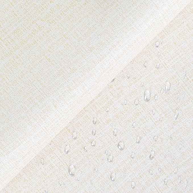 Yancorp 32.8ft Cream Textured Fabric Wallpaper Faux Grasscloth Beige Peel and - Image 4