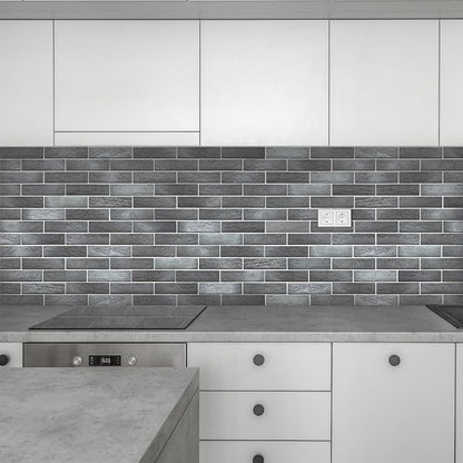 100 Whitewash Grey Faux Brick Wall Tiles, 3D Thin Brick Veneers - Image 5