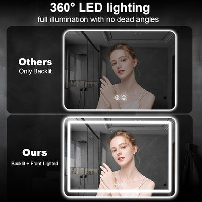 LED Bathroom Mirror, 36 x 24 Inch Anti-Fog Wall Mirror - Image 6