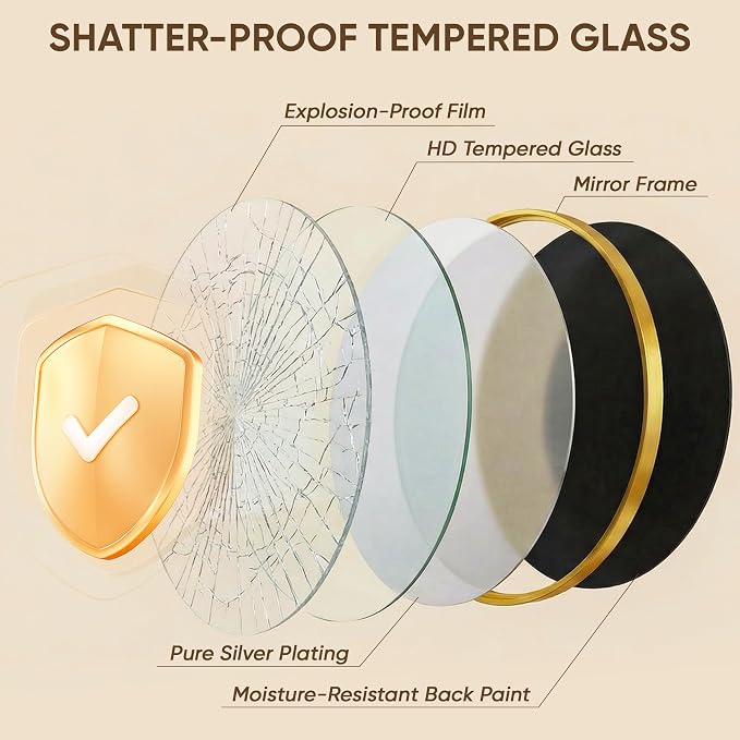 Antok 30 Inch Round Mirror for Wall, Round Bathroom Mirror, Circle Wall Mirrors - Image 5