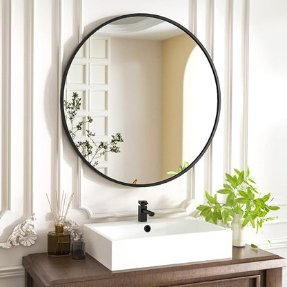 HARRITPURE Round Mirror 19.6" Black Wall Mounted Circle Mirror by HARRITPUREHome