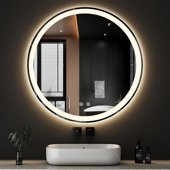 NEWBULIG 36 Inch Round LED Bathroom Wall Mirror by NEWBULIG