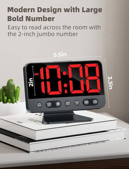 Odokee Digital Alarm Clocks for Bedrooms: Large Bold Number 5 Brightness Dimmer - Image 2