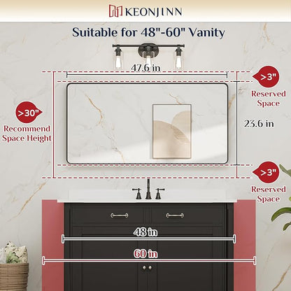 Keonjinn Gold Bathroom Mirrors for Over Sink 48” x 24” Large Brushed Brass - Image 7