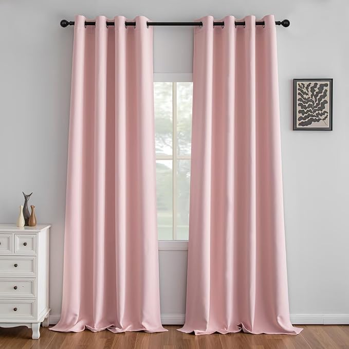 IGEMAEVE Blush Pink Curtains 108 Inch Length 2 Panels Set, Light Filtering by IGEMAEVE