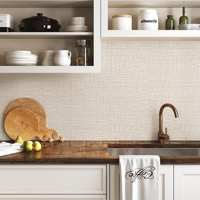 Beige Wallpaper Grasscloth Peel and Stick Wallpaper Contact Paper - Image 2