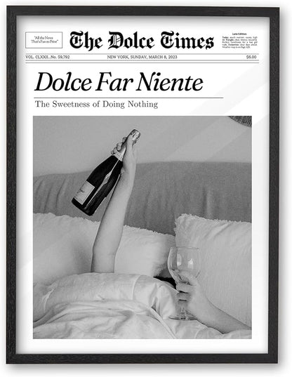 iHery Premium Natural Black OAK Wood 16x20in Dolce Far Niente Framed Wall Art by iHery