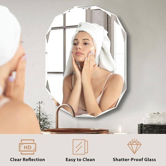 Bathroom Mirrors for Over Sink, Round Frameless Mirrors for Wall, 24x36 Inch - Image 4
