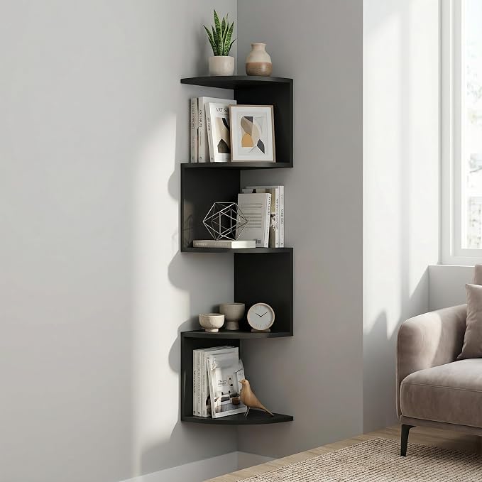 5-Tier Floating Corner Shelf Wall Mount, Heavy Duty Wall Corner Bookshelf - Image 9