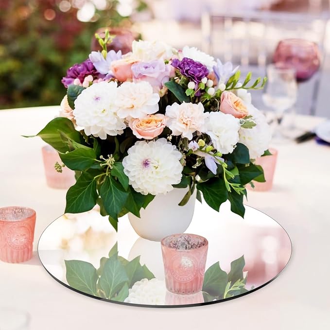 Seelenruhe 12" Round Mirrors for Centerpieces for Tables, Round Mirrors Trays - Image 5