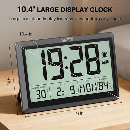 XREXS 10.4 Inch Digital Wall Clock, Battery Operated Large Display Clock - Image 3