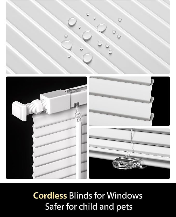 UNISHADES Custom No Tools No Drill Cordless Mini Blinds, 100% Privacy L-Shaped - Image 4