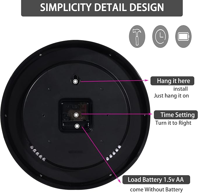 OceeK Black Wall Clock Silent Non Ticking 10 Inch, Modern Wall Clocks, Small - Image 7