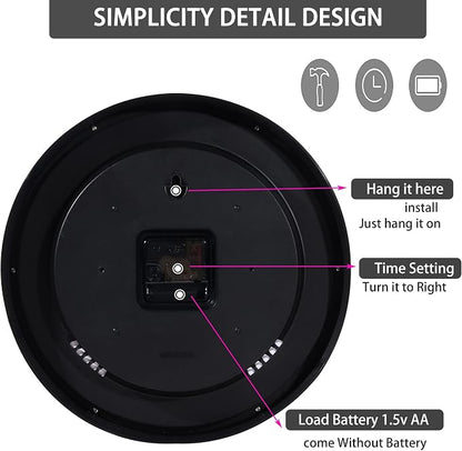 OceeK Black Wall Clock Silent Non Ticking 10 Inch, Modern Wall Clocks, Small - Image 7