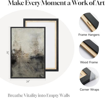 Large Framed Neutral Abstract Wall Art Set of 2 - Image 6