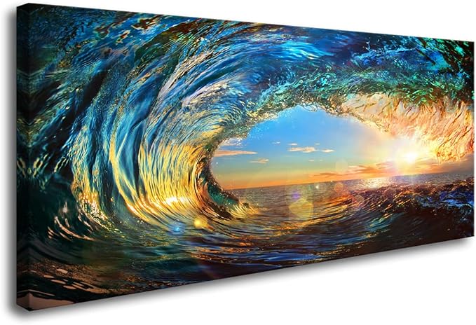 Cao Gen Decor Art S06750 Giant Wave Water Wall Art Canvas Prints 1 Panels Ocean by Cao+Gen+Decor+Art