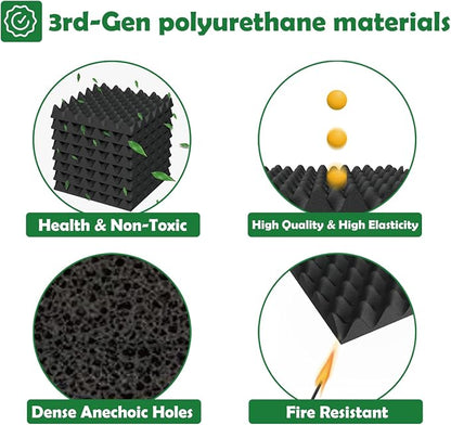 6 Pack 1.5"X12"X12" Acoustic Foam, Self Adhesive Sound Proof Egg Crate Foam - Image 7
